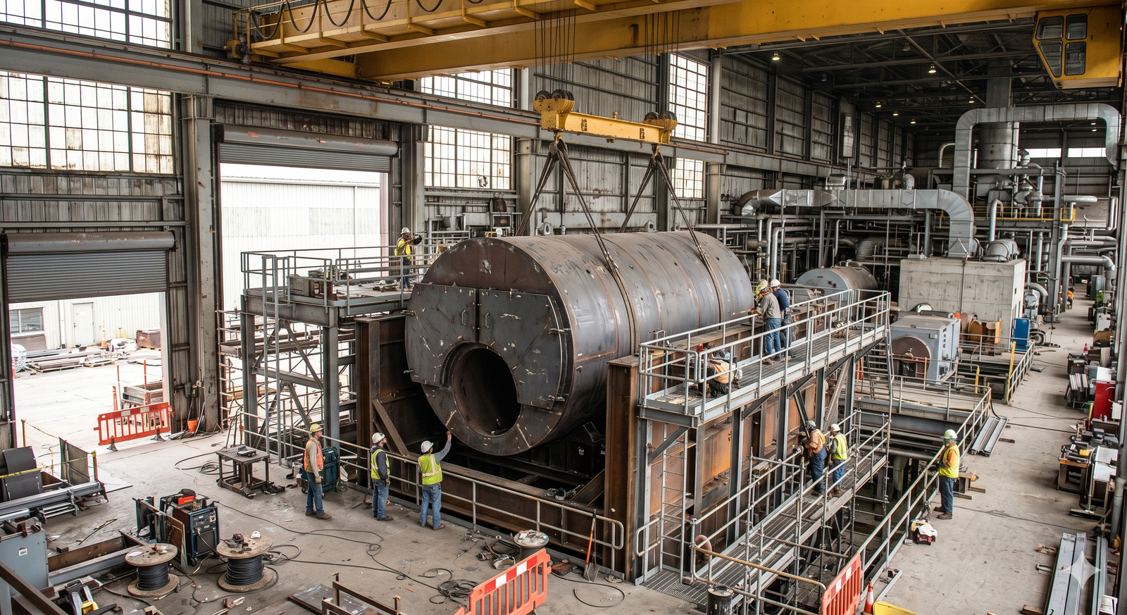 IBR boiler erection and commissioning contractor team installing steam boiler in Haryana