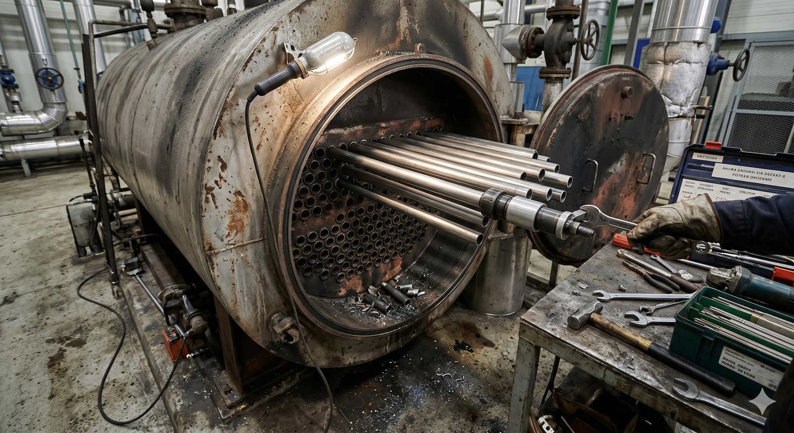 Boiler shutdown maintenance and steam tube retubing services by certified technicians