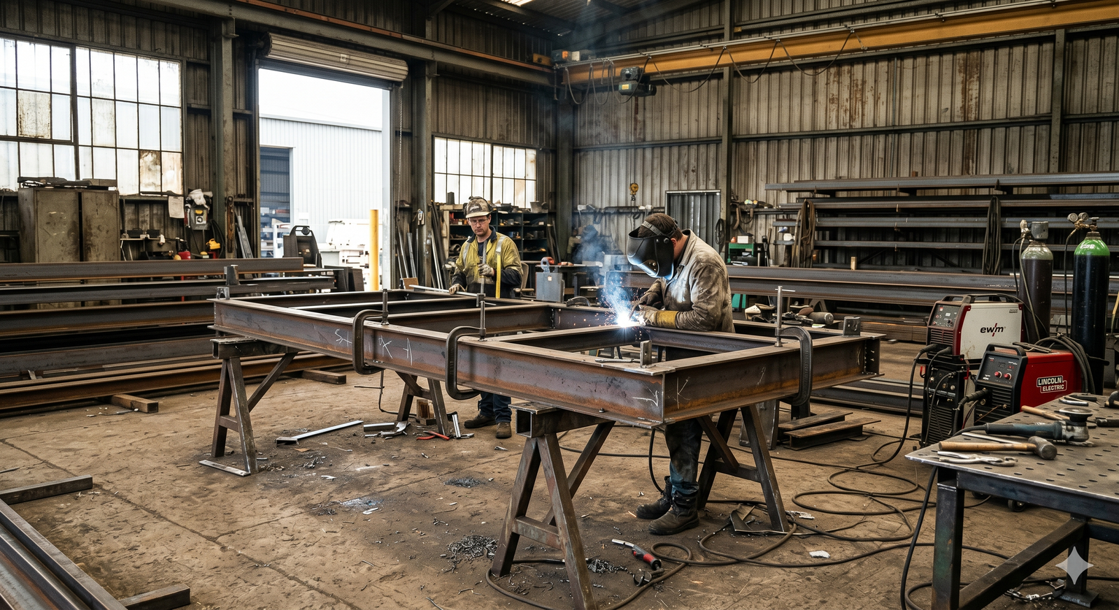 Industrial structural steel fabrication for boiler access platforms and chimney supports